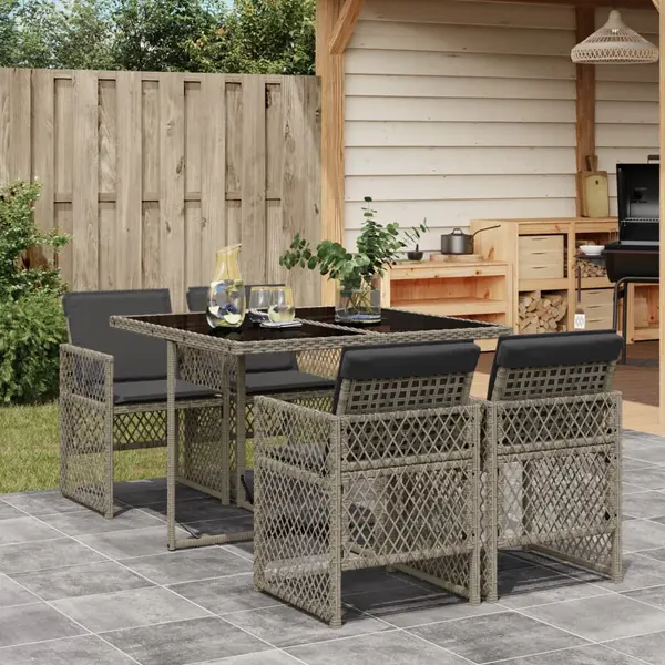 Gossi set mobilier de gradina cu perne, 5 piese, gri, poliratan