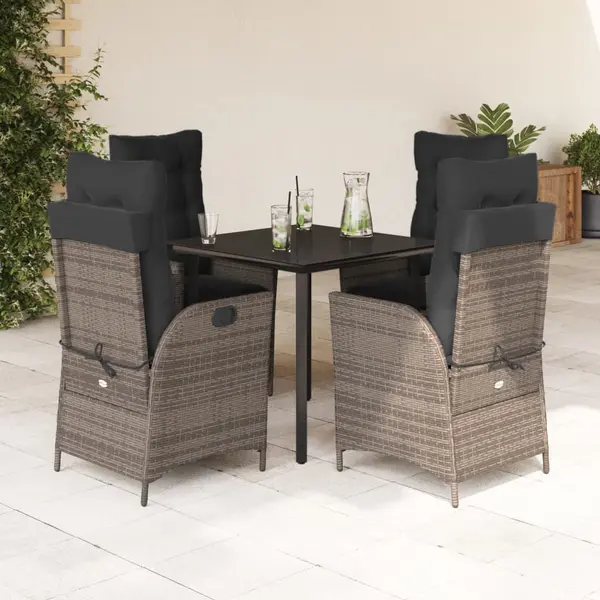 Gossi set mobilier de gradina cu perne, 5 piese, gri, poliratan