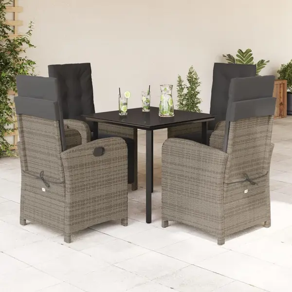 Gossi set mobilier de gradina cu perne, 5 piese, gri, poliratan