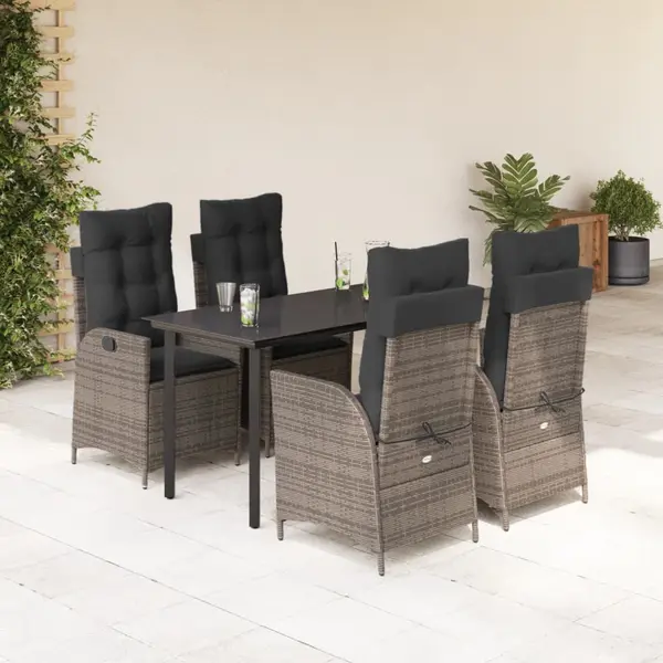 Gossi set mobilier de gradina cu perne, 5 piese, gri, poliratan