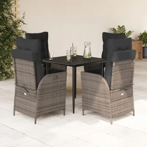 Gossi set mobilier de gradina cu perne, 5 piese, gri, poliratan