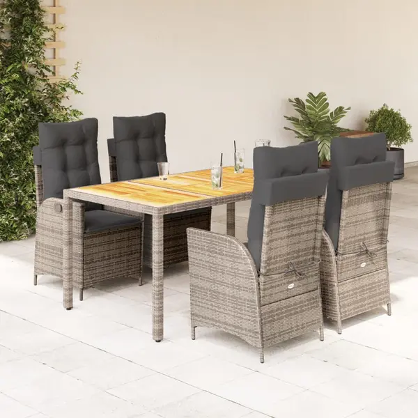 Gossi set mobilier de gradina cu perne, 5 piese, gri, poliratan