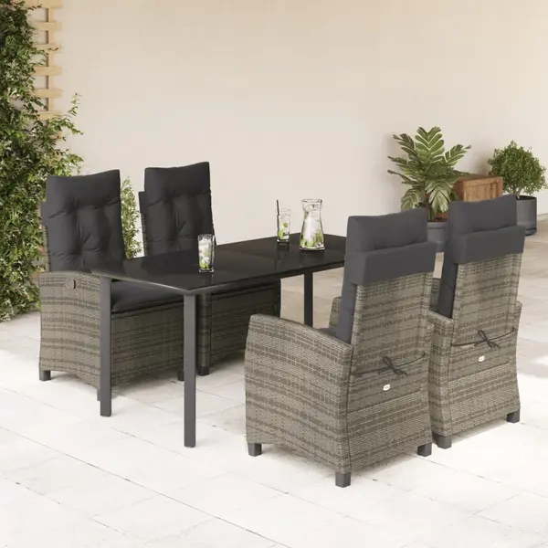 Gossi set mobilier de gradina cu perne, 5 piese, gri, poliratan