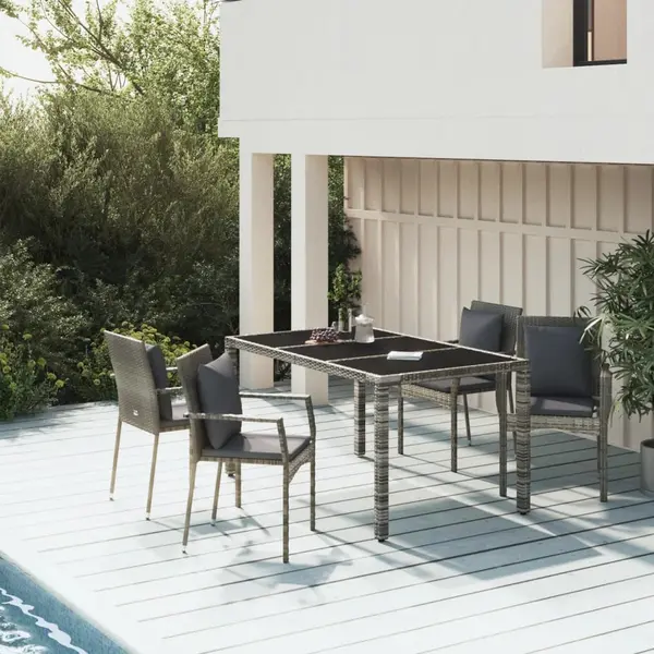 Gossi set mobilier de gradina cu perne, 5 piese, gri, poliratan