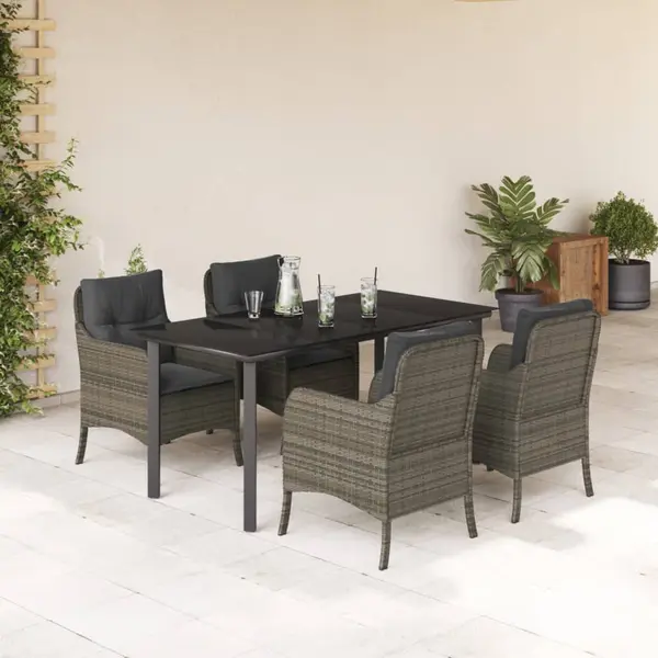 Gossi set mobilier de gradina cu perne, 5 piese, gri, poliratan