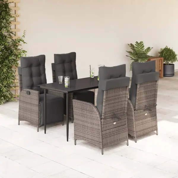 Gossi set mobilier de gradina cu perne, 5 piese, gri, poliratan