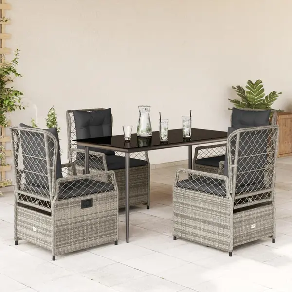 Gossi set mobilier de gradina cu perne, 5 piese, gri, poliratan