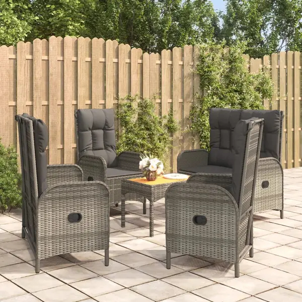 Gossi set mobilier de gradina cu perne, 5 piese, gri, poliratan