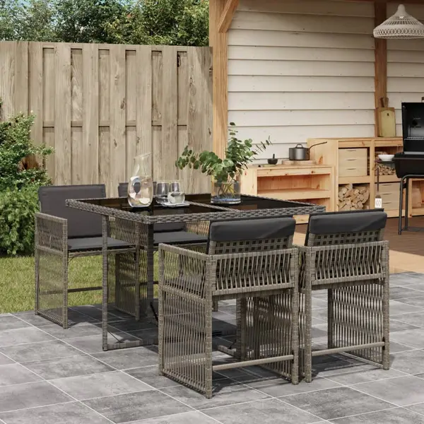 Gossi set mobilier de gradina cu perne, 5 piese, gri, poliratan