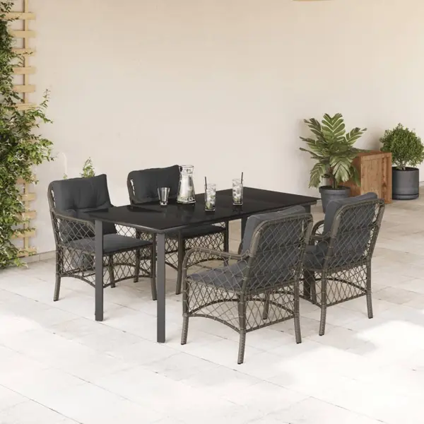 Gossi set mobilier de gradina cu perne, 5 piese, gri, poliratan