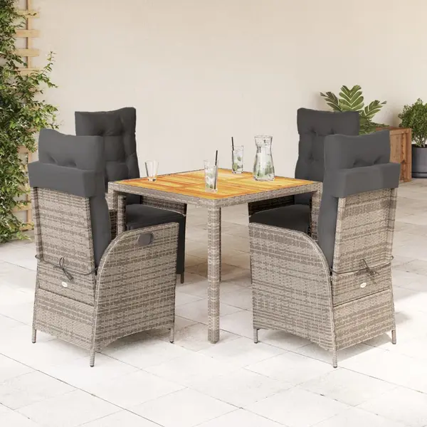 Gossi set mobilier de gradina cu perne, 5 piese, gri, poliratan