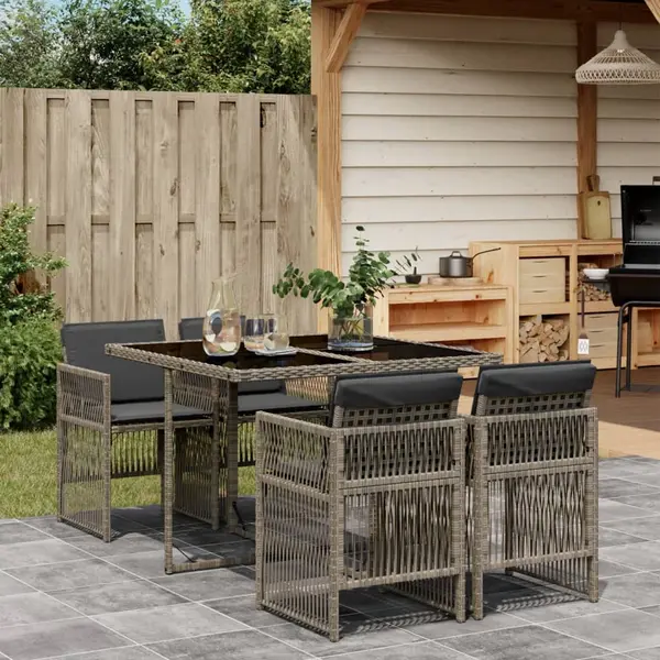 Gossi set mobilier de gradina cu perne, 5 piese, gri, poliratan