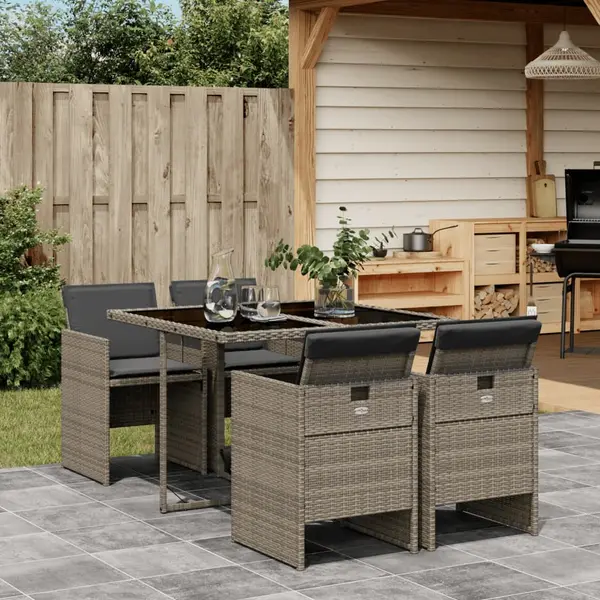 Gossi set mobilier de gradina cu perne, 5 piese, gri, poliratan