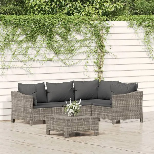 Gossi set mobilier de gradina cu perne, 5 piese, gri, poliratan