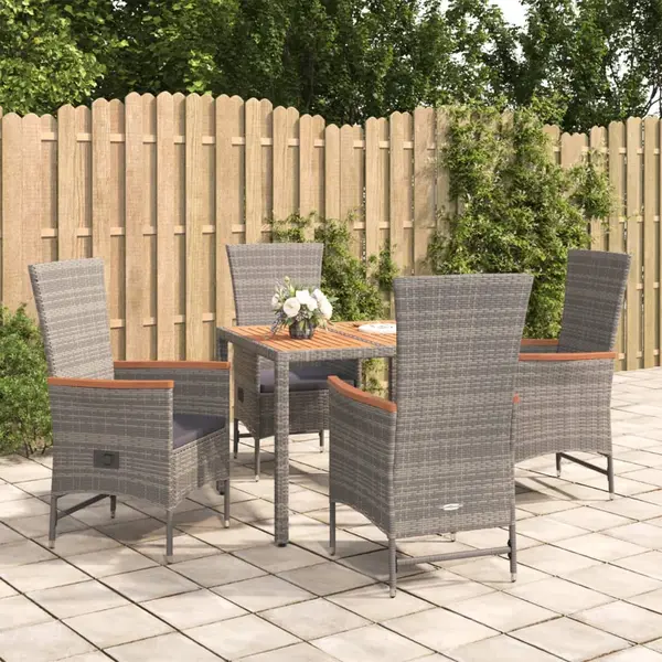 Gossi set mobilier de gradina cu perne, 5 piese, gri, poliratan