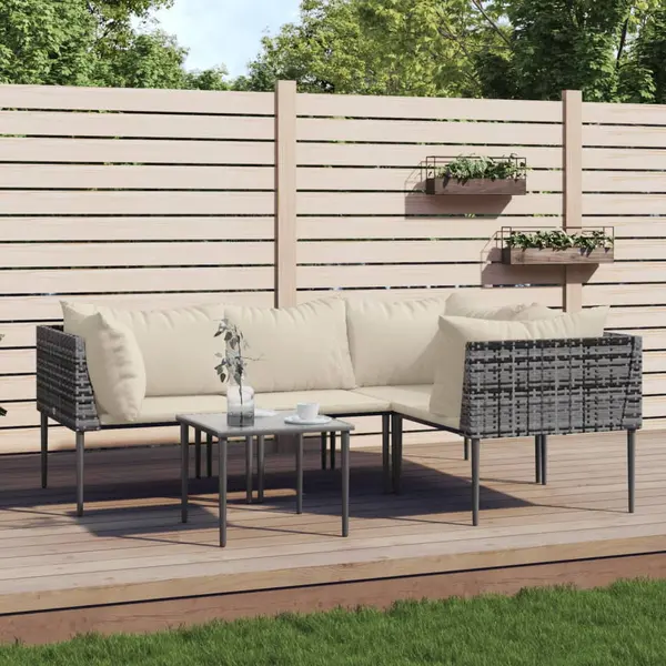 Gossi set mobilier de gradina cu perne, 5 piese, gri, poliratan