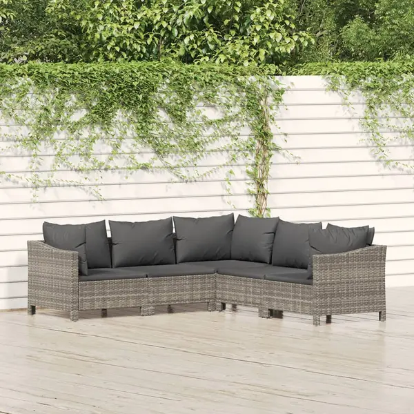 Gossi set mobilier de gradina cu perne, 5 piese, gri, poliratan