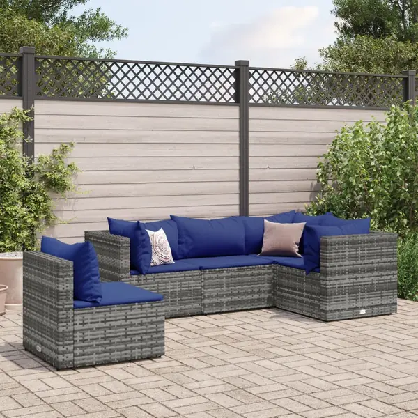 Gossi set mobilier de gradina cu perne, 5 piese, gri, poliratan