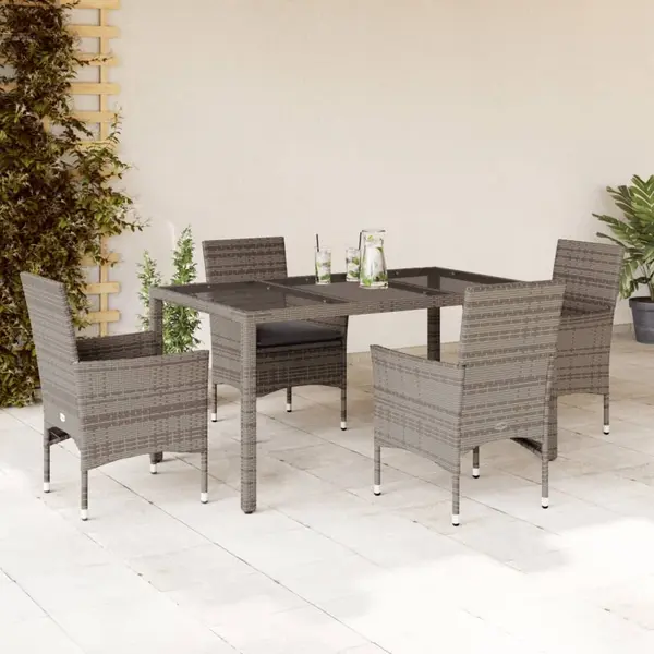 Gossi set mobilier de gradina cu perne 5 piese gri poliratan & sticla