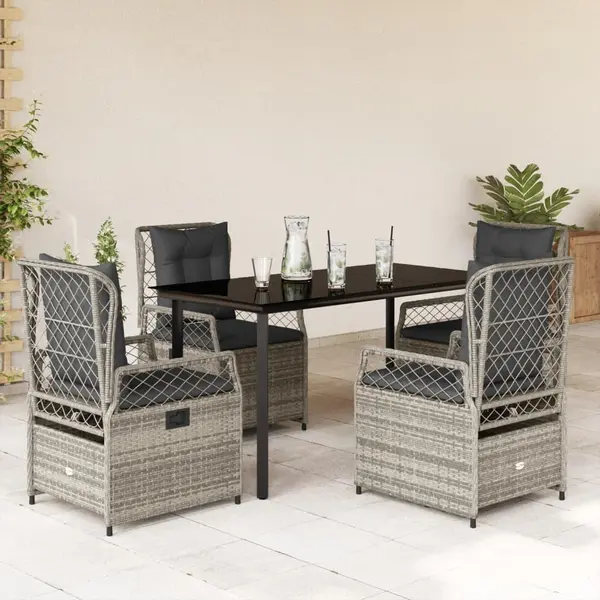 Gossi set mobilier de gradina cu perne, 5 piese, gri, poliratan