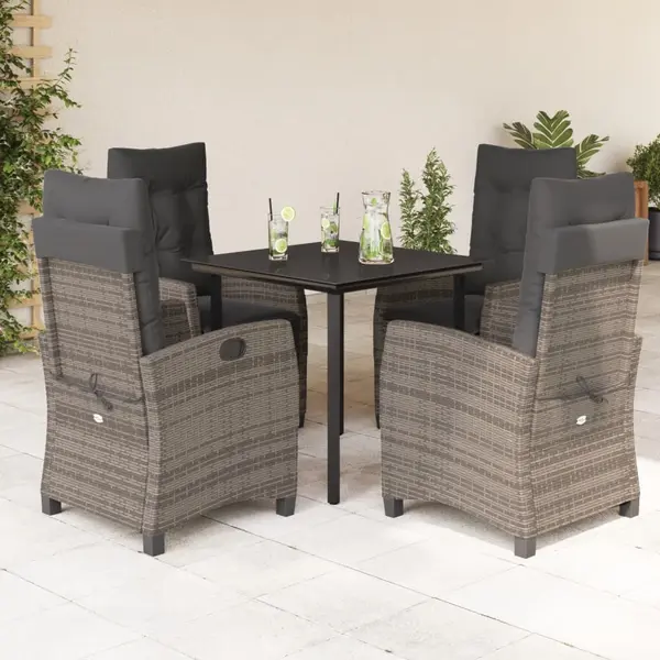 Gossi set mobilier de gradina cu perne, 5 piese, gri, poliratan