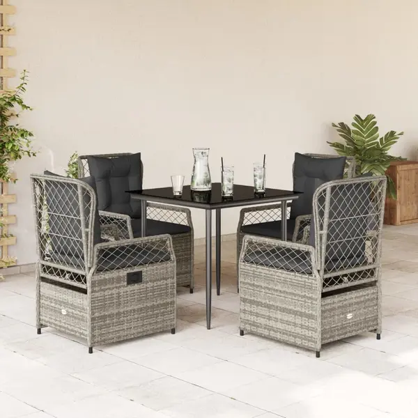 Gossi set mobilier de gradina cu perne, 5 piese, gri, poliratan