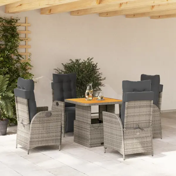 Gossi set mobilier de gradina cu perne, 5 piese, gri, poliratan