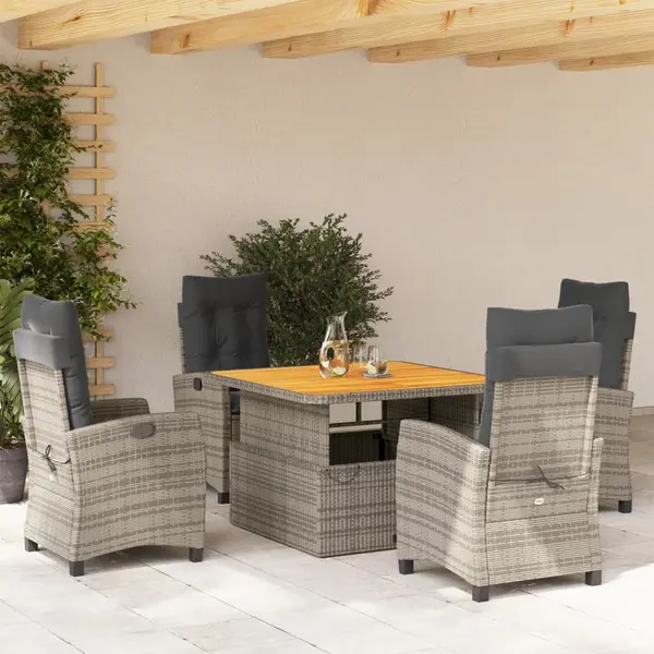 Gossi set mobilier de gradina cu perne, 5 piese, gri, poliratan