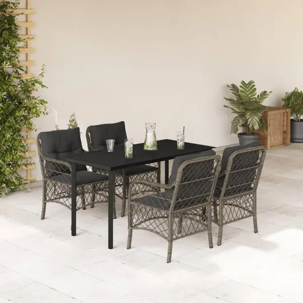 Gossi set mobilier de gradina cu perne, 5 piese, gri, poliratan