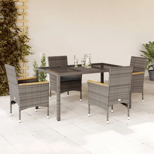 Gossi set mobilier de gradina cu perne 5 piese gri poliratan & sticla