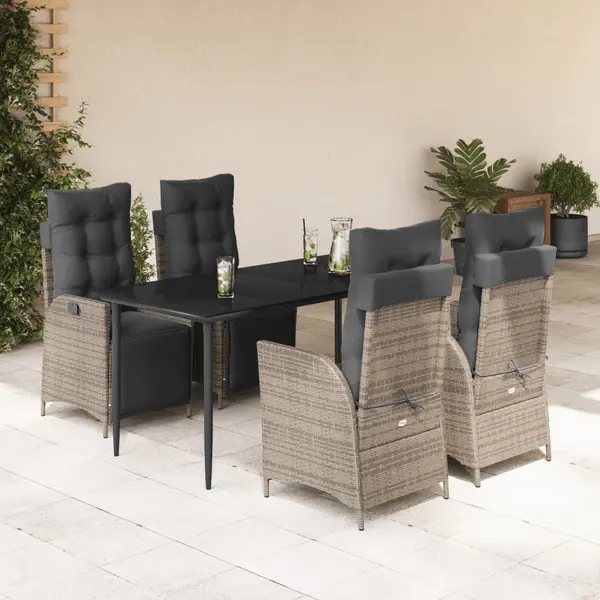 Gossi set mobilier de gradina cu perne, 5 piese, gri, poliratan