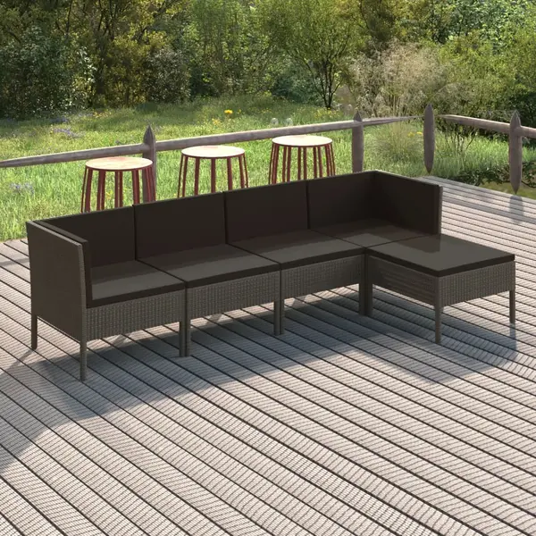 Gossi set mobilier de gradina cu perne, 5 piese, gri, poliratan