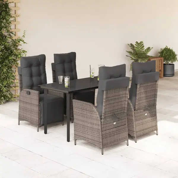Gossi set mobilier de gradina cu perne, 5 piese, gri, poliratan