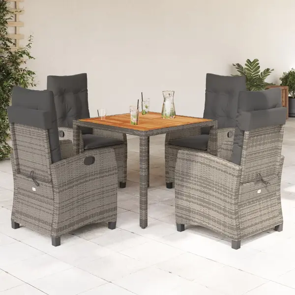 Gossi set mobilier de gradina cu perne, 5 piese, gri, poliratan