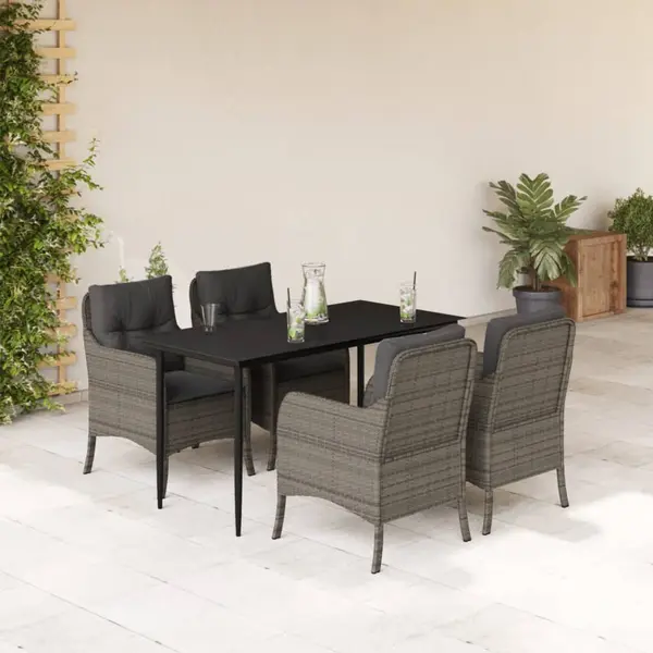 Gossi set mobilier de gradina cu perne, 5 piese, gri, poliratan