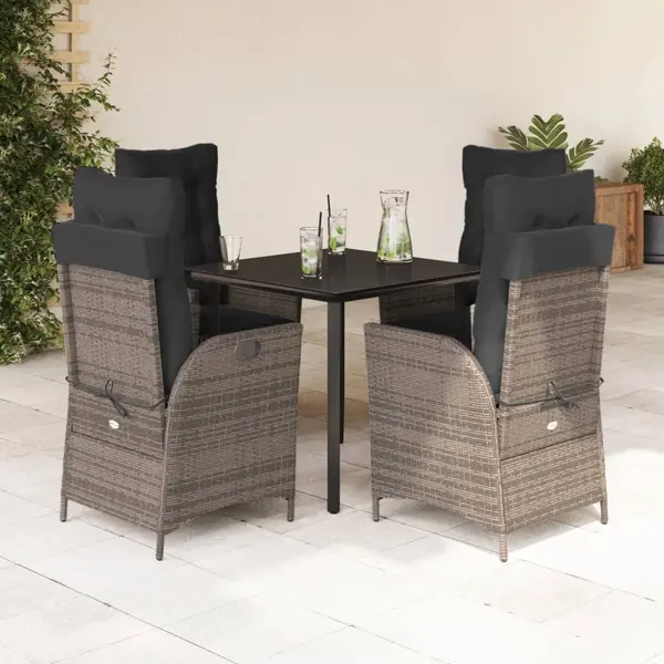 Gossi set mobilier de gradina cu perne, 5 piese, gri, poliratan
