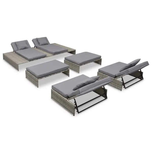 Gossi set mobilier de gradina cu perne, 5 piese, gri, poliratan