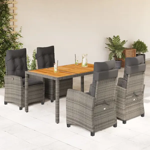 Gossi set mobilier de gradina cu perne, 5 piese, gri, poliratan