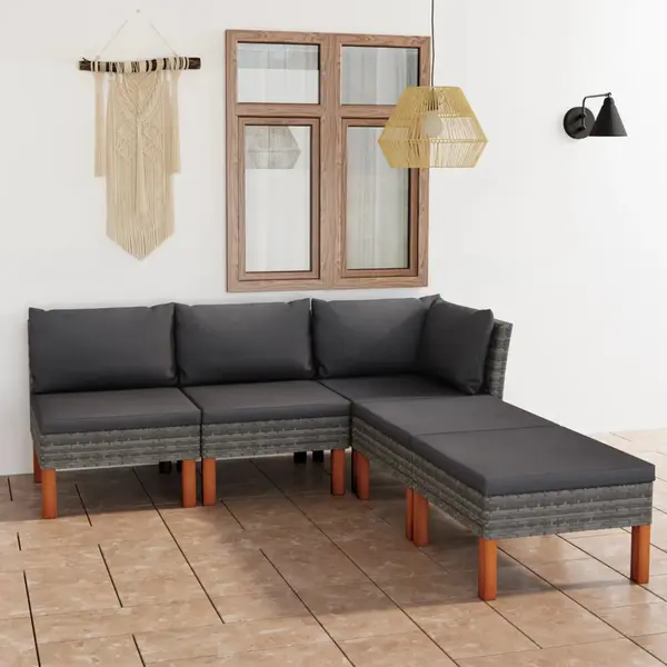 Gossi set mobilier de gradina cu perne, 5 piese, gri, poliratan