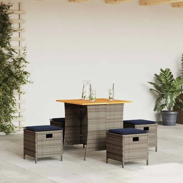 Gossi set mobilier de gradina cu perne, 5 piese, gri, poliratan