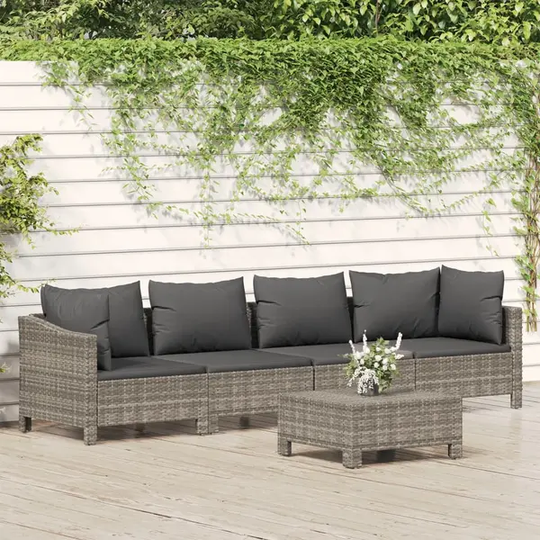 Gossi set mobilier de gradina cu perne, 5 piese, gri, poliratan