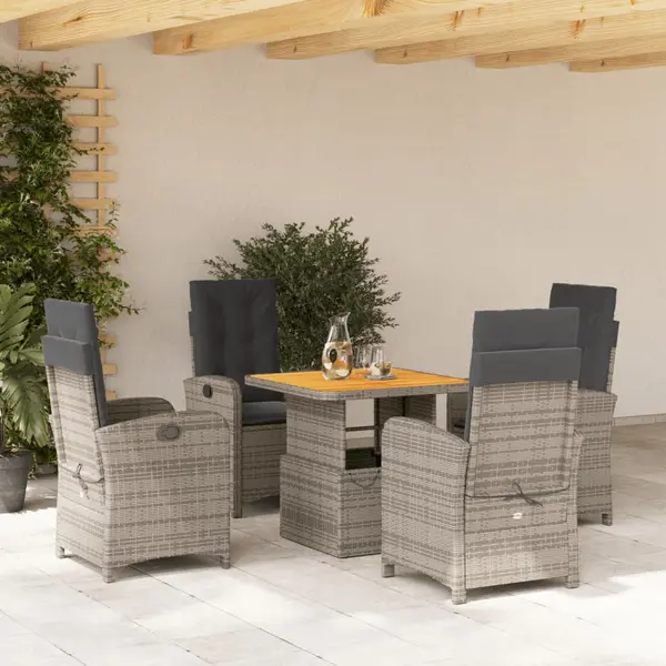 Gossi set mobilier de gradina cu perne, 5 piese, gri, poliratan