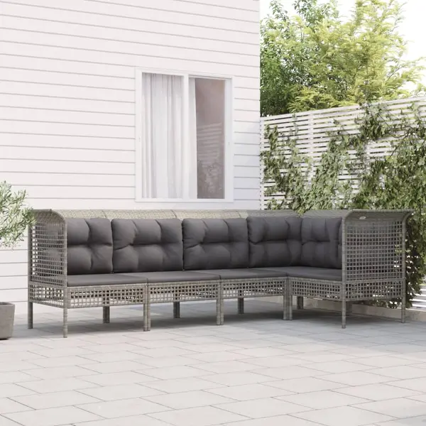 Gossi set mobilier de gradina cu perne, 5 piese, gri, poliratan
