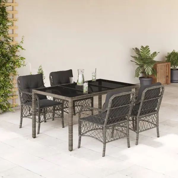 Gossi set mobilier de gradina cu perne, 5 piese, gri, poliratan