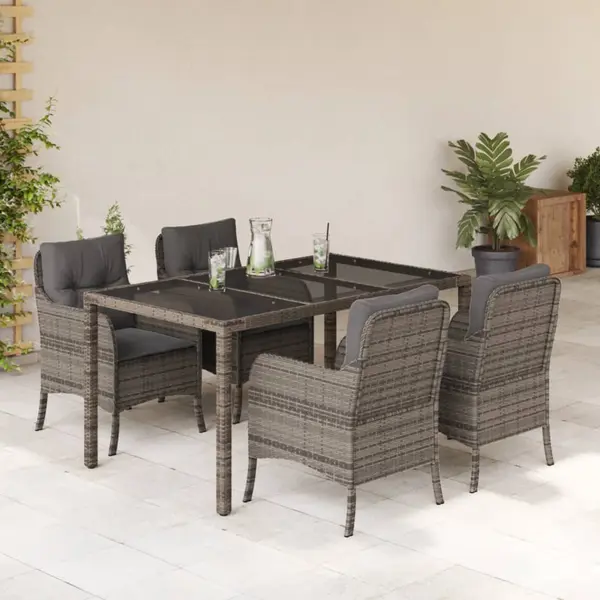 Gossi set mobilier de gradina cu perne, 5 piese, gri, poliratan