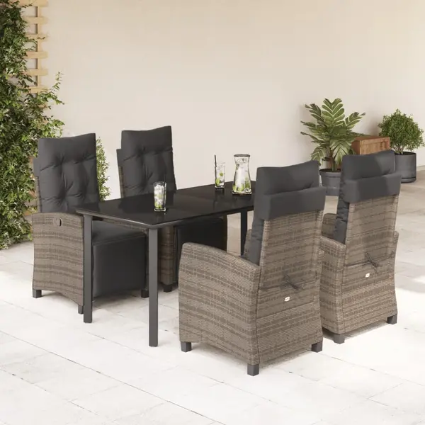 Gossi set mobilier de gradina cu perne, 5 piese, gri, poliratan