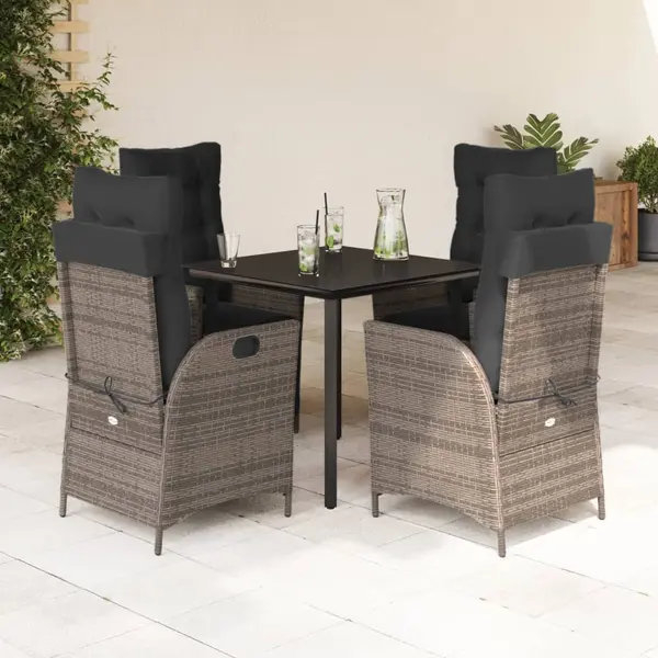 Gossi set mobilier de gradina cu perne, 5 piese, gri, poliratan
