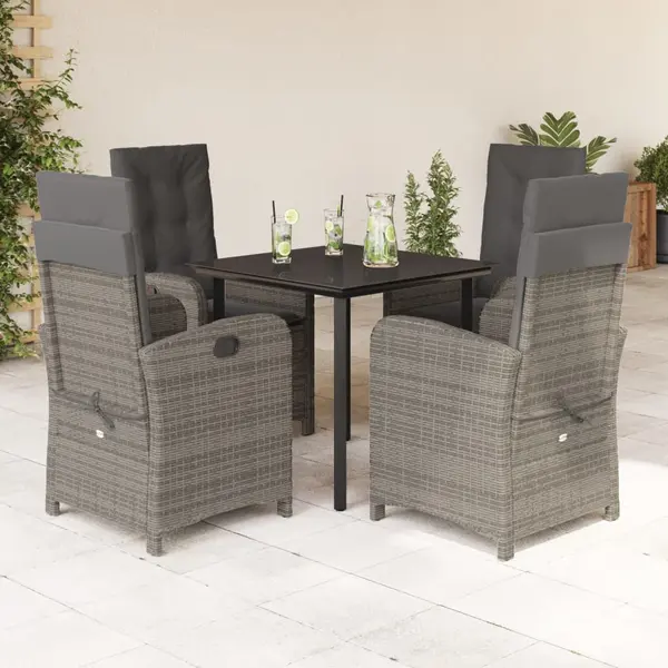 Gossi set mobilier de gradina cu perne, 5 piese, gri, poliratan