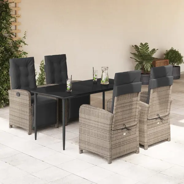 Gossi set mobilier de gradina cu perne, 5 piese, gri, poliratan