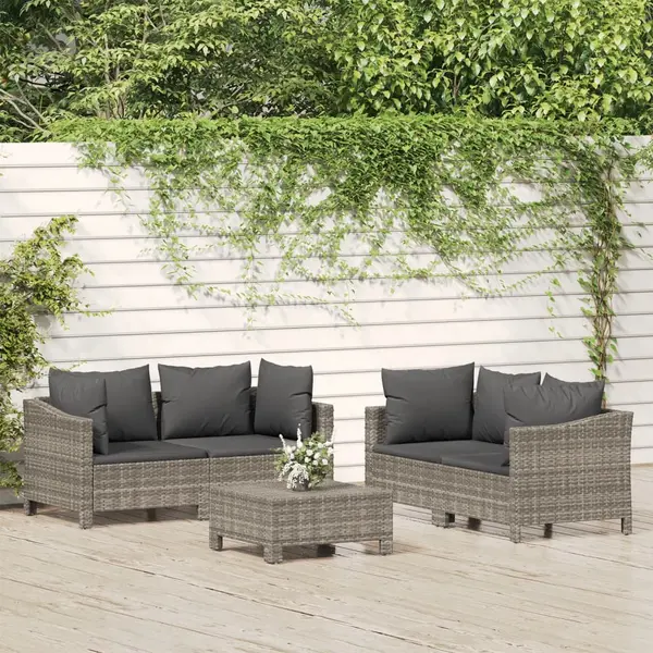 Gossi set mobilier de gradina cu perne, 5 piese, gri, poliratan